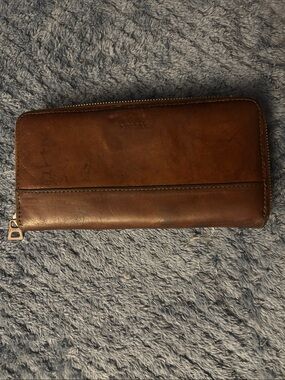 Vintage RUDSAK Brown Leather Zip-Around Wallet for Men